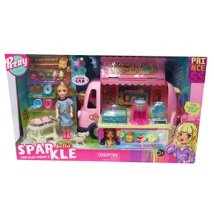 اسباب بازی ماشین بستنی فروشی به همراه باربی و وسایل_اسباب بازی ماشین