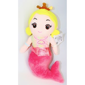 عروسک پولیشی پری دریایی رنگ گلبهی_اسباب بازی عروسک دخترانه