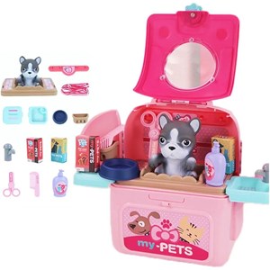 کوله پشتی ست نگهداری سگ خانگی رنگ صورتی_اسباب بازی مشاغل