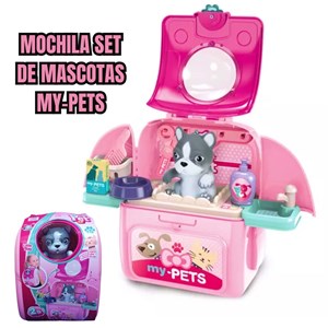 کوله پشتی ست نگهداری سگ خانگی رنگ صورتی_اسباب بازی مشاغل