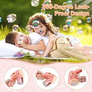 تفنگ اسباب بازی حباب ساز چراغ دار رنگ صورتی مدل Geometric Bubble Gun_اسباب بازی تفنگ