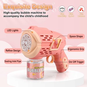 تفنگ اسباب بازی حباب ساز چراغ دار رنگ صورتی مدل Geometric Bubble Gun_اسباب بازی تفنگ