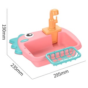 اسباب بازی سینک ظرفشویی و قلاب ماهیگیری رنگ صورتی_اسباب بازی لوازم خانگی