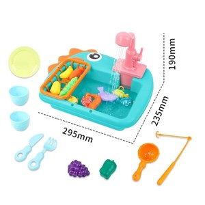 اسباب بازی سینک ظرفشویی و قلاب ماهیگیری رنگ سبز_اسباب بازی لوازم خانگی