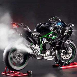موتور شارژی کاوازاکی نینجا H2R دودزا همراه با پایه مقیاس 1:6 مدل Kawasaki H2R Alloy Racing Motorcycle_اسباب بازی ماشین
