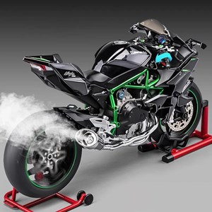 موتور شارژی کاوازاکی نینجا H2R دودزا همراه با پایه مقیاس 1:6 مدل Kawasaki H2R Alloy Racing Motorcycle_اسباب بازی ماشین