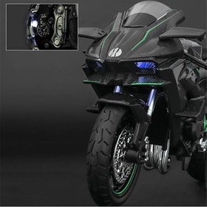 موتور شارژی کاوازاکی نینجا H2R دودزا همراه با پایه مقیاس 1:6 مدل Kawasaki H2R Alloy Racing Motorcycle_اسباب بازی ماشین