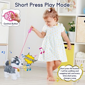 عروسک رباتیک هاپو پشمالو سخنگو و موزیکال با دسته ی کنترلی طوسی مدل Electric Singing Dog Toys 968_عروسک رباتیک