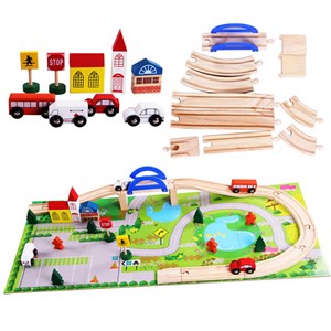 پازل شهر کوچک چوبی همراه با قطار و ریل، 40 قطعه مدل 861 Rail Overpass Wooden_اسباب بازی لگو