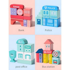 بلوک چوبی خانه سازی بریکس سطلی 108 قطعه با صفحه بازی مدل JHTOY 139_اسباب بازی لگو