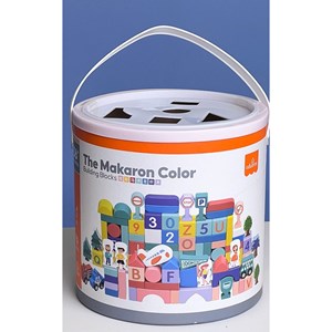 بلوک چوبی خانه سازی بریکس سطلی 108 قطعه با صفحه بازی مدل JHTOY 139_اسباب بازی لگو