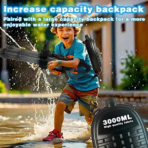 تفنگ اسباب بازی آبپاش بزرگ دو لول شارژی حرفه ای به همراه کوله پشتی مخزن دار_اسباب بازی تفنگ