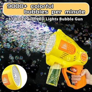 تفنگ اسباب بازی حباب ساز شارژی با 57 خروجی و نورپردازی مدل 1296 Bubble Gun_اسباب بازی تفنگ
