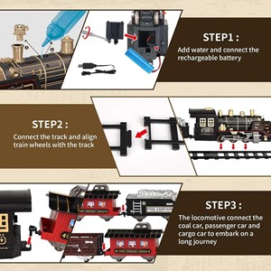 قطار اسباب بازی کنترلی شارژی موزیکال دودزا به همراه ریل_اسباب بازی ماشین