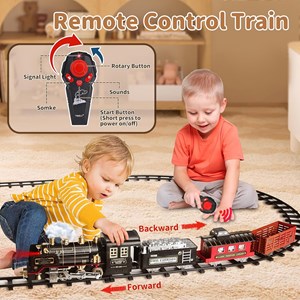 قطار اسباب بازی کنترلی شارژی موزیکال دودزا به همراه ریل_اسباب بازی ماشین