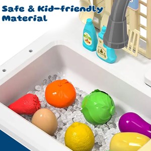 اسباب بازی سینک ظرفشویی پایه دار کودک 33 قطعه مدل Play Kitchen Sink Toys 1234_اسباب بازی لوازم خانگی