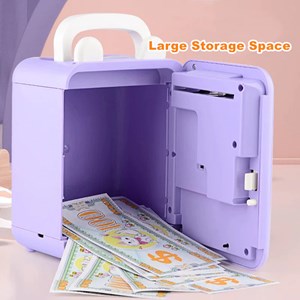 گاوصندوق اثر انگشتی رمز دار باتری خور طرح کرومی مدل MINI BANK 313_اسباب بازی مشاغل