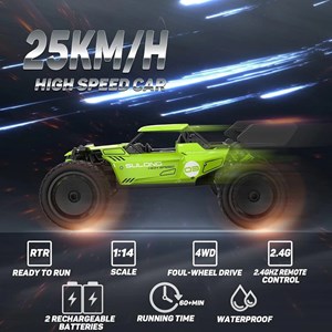 ماشین کنترلی آفرود سرعتی فلزی مقیاس 1:14 رنگ سبز مدل RC Racing Car 326_اسباب بازی ماشین کنترلی