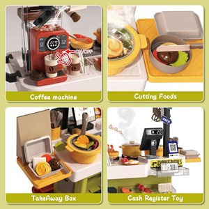 ست اسباب بازی آشپزخانه 88 تکه با بخار، سینک و صندوق فروش فست فود مدل Fast Food Shop 889_اسباب بازی لوازم خانگی