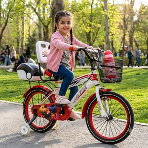 دوچرخه اورجینال کودک سایز 16 طرح دختر کفشدوزکی و گربه سیاه مدل جونیور JUNIOR_اسباب بازی دوچرخه