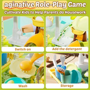 اسباب بازی سینک ظرفشویی و قلاب ماهیگیری 39 قطعه مدل 810 Vegetable Washing Basin_اسباب بازی لوازم خانگی