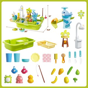 اسباب بازی سینک ظرفشویی و قلاب ماهیگیری 39 قطعه مدل 810 Vegetable Washing Basin_اسباب بازی لوازم خانگی