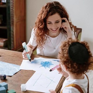 قلم طراحی سه بعدی با نمایشگر LCD و 3 عدد فیلامنت PLA رنگ آبی_اسباب بازی علمی