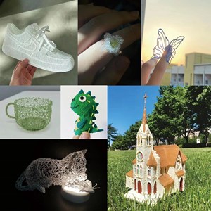 قلم طراحی سه بعدی با نمایشگر LCD و 3 عدد فیلامنت PLA رنگ آبی_اسباب بازی علمی