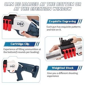 تفنگ اسباب بازی دولول پوکه پران تیر اسفنجی مدل Soft Bullet Toy Gun 2027_اسباب بازی تفنگ