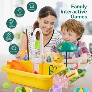 اسباب بازی سینک ظرفشویی و قلاب ماهیگیری 30 قطعه طرح اردک_اسباب بازی لوازم خانگی