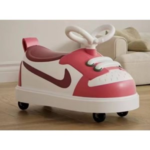 چهار چرخ موزیکال و چراغدار کودک طرح کتانی نایک رنگ صورتی_اسباب بازی دوچرخه