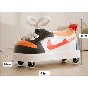 چهار چرخ موزیکال و چراغدار کودک طرح کتانی نایک رنگ قرمز_اسباب بازی دوچرخه