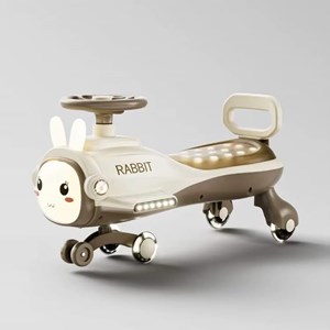 سه چرخه پلاسماکار موزیکال طرح خرگوش (لوپ کار) قهوه ای_اسباب بازی دوچرخه