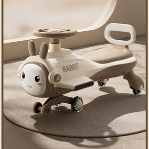 سه چرخه پلاسماکار موزیکال طرح خرگوش (لوپ کار) قهوه ای_اسباب بازی دوچرخه