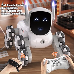 ربات اسباب بازی سگ کنترلی هوشمند با هشت‌ چرخ و چرخش 360 درجه مدل JJRC Q193_اسباب بازی ربات