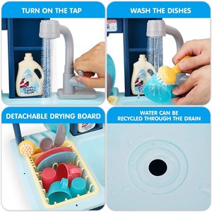 اسباب بازی سینک ظرفشویی 22 قطعه پمپ دار با قابلیت تغییر رنگ ظروف Change color_اسباب بازی لوازم خانگی