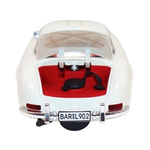 ماشین فلزی کلاسیک بنز دودزا با چراغ‌ و درب‌ های بازشو رنگ سفید_اسباب بازی ماشین