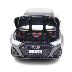 ماشین فلزی آئودی موزیکال با چراغ، کمک‌ فنر و درب‌ های بازشو رنگ مشکی_اسباب بازی ماشین