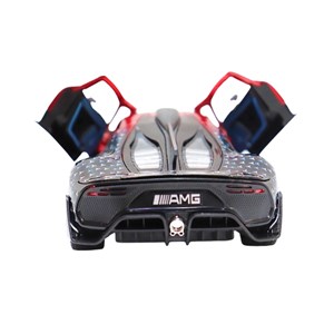 ماشین فلزی بنز موزیکال با چراغ، کمک‌ فنر و درب‌ های بازشو رنگ قرمز_اسباب بازی ماشین