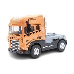 ماشین تریلی فلزی موزیکال با چراغ روشن و کانکس بازشو رنگ نارنجی_اسباب بازی ماشین