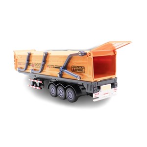 ماشین تریلی فلزی موزیکال با چراغ روشن و کانکس بازشو رنگ نارنجی_اسباب بازی ماشین