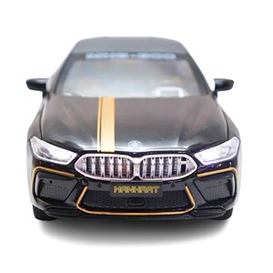 ماشین فلزی BMW موزیکال با چراغ، کمک‌ فنر و درب‌ های بازشو رنگ مشکی_اسباب بازی ماشین