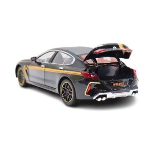 ماشین فلزی BMW موزیکال با چراغ، کمک‌ فنر و درب‌ های بازشو رنگ مشکی_اسباب بازی ماشین