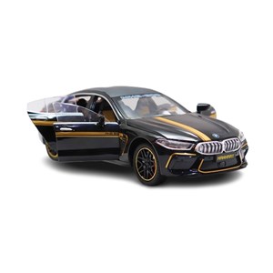 ماشین فلزی BMW موزیکال با چراغ، کمک‌ فنر و درب‌ های بازشو رنگ مشکی_اسباب بازی ماشین