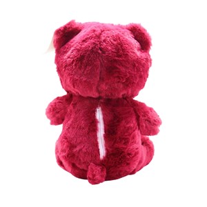 عروسک پولیشی اورجینال خرس کلاه دار سرخابی 26 سانتی_اسباب بازی عروسک دخترانه