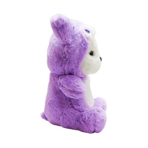 عروسک پولیشی اورجینال خرس کلاه دار بنفش 26 سانتی_اسباب بازی عروسک دخترانه