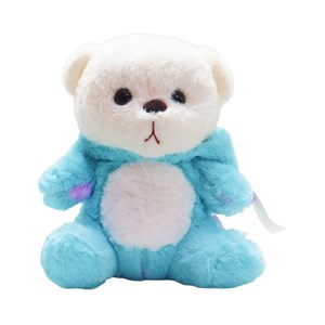 عروسک پولیشی اورجینال خرس کلاه دار آبی فیروزه ای 26 سانتی_اسباب بازی عروسک دخترانه