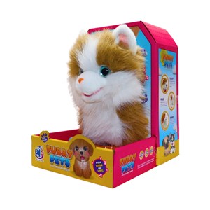 عروسک رباتیک گربه پشمالو موزیکال سنسور دار با دسته ی کنترلی رنگ قهوه ای مدل 5535_عروسک رباتیک