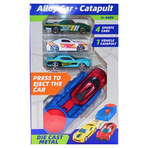 ست ماشین مسابقه‌ ای فلزی با پرتابگر مجموعه 4 عددی مدل 2853_2 Alloy Car Catapult_اسباب بازی ماشین