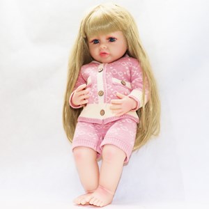 عروسک سیلیکونی دختر بچه 50 سانتی سخنگو با لباس زمستانی_اسباب بازی عروسک دخترانه